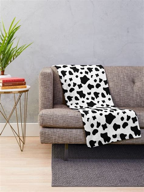 Black And White Cow Spots Pattern Animal Fur Print Throw Blanket