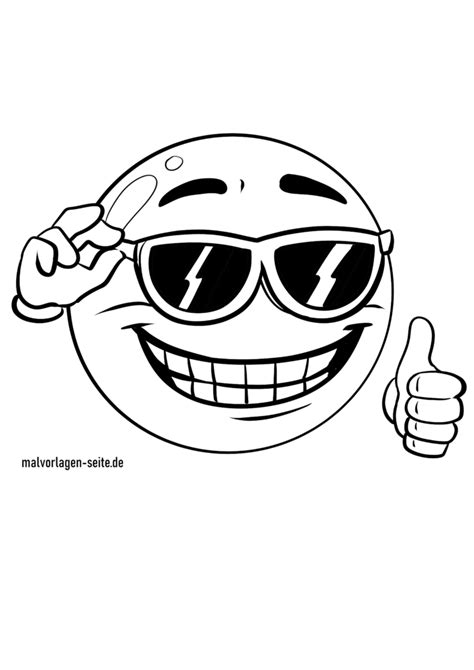 Emoji Cool | Ausmalbild kostenlos herunterladen