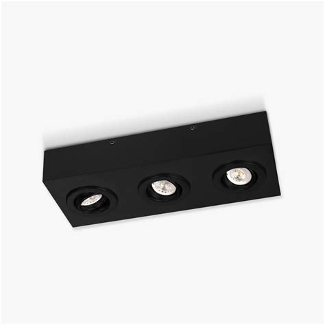 Plafón rectangular 3 luces móvil para dicro Gu10 Negro Linea Laguna