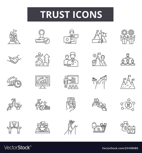 Trust Line Icons For Web And Mobile Design Vector Image