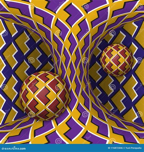 Optical Motion Illusion Illustration Two Spheres Are Rotation Around