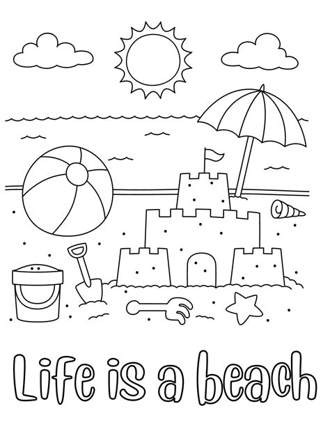 6 Printable Beach Coloring Pages