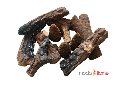 9 Piece Ceramic Fireplace Wood Gas Log Set