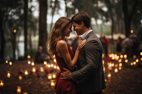 A Surprise Marriage Proposal In A Romantic Park Setting Premium Ai
