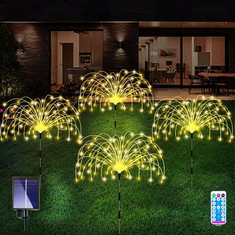 Lot De Lampes Solaires De Jardin Feux D Artifice Led Modes D