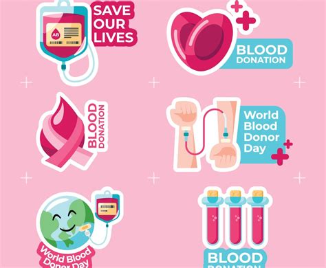 World Blood Donor Day Sticker Collection Vector Art Graphics