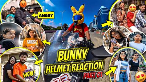 Public Shocking Reactions On My Bunny Helmet Cover 😱cute Girl Bunny Helmet Reactions 😍 Youtube