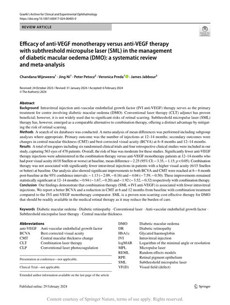 Pdf Efficacy Of Anti Vegf Monotherapy Versus Anti Vegf Therapy With Subthreshold Micropulse