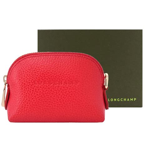 Longchamp LE FOULONN 系列牛皮零錢包 愛心紅 PChome 24h購物