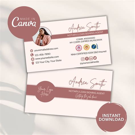 Notary Business Cardnotary Public Business Cardmobile Notary Business