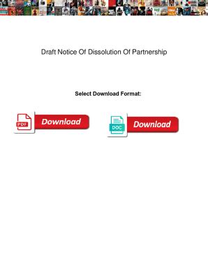 Fillable Online Draft Notice Of Dissolution Of Partnership Draft