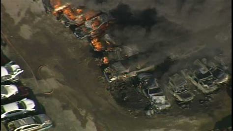 Photos Fire Rages At Auto Salvage Yard