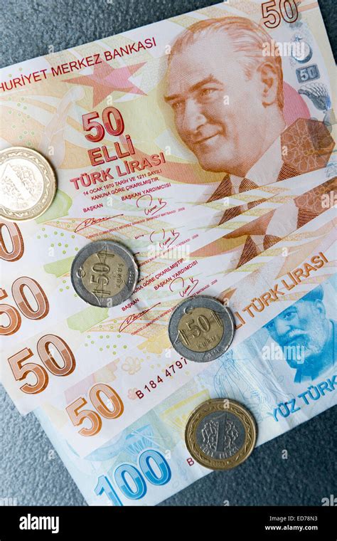 Turkish Lira Turk Lirasi Local Currency Coins And Banknotes