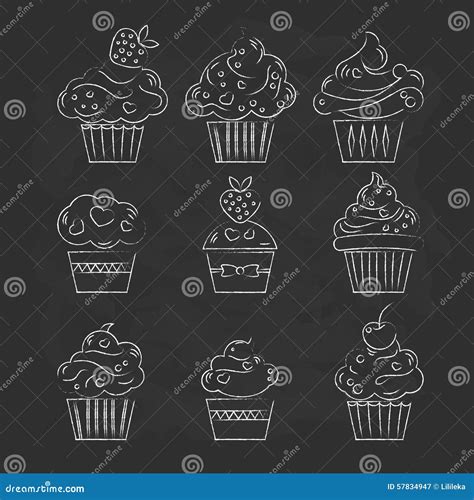 Cupcake Icon Dessert Cake Sign Delicious Bakery Food Symbol Stock