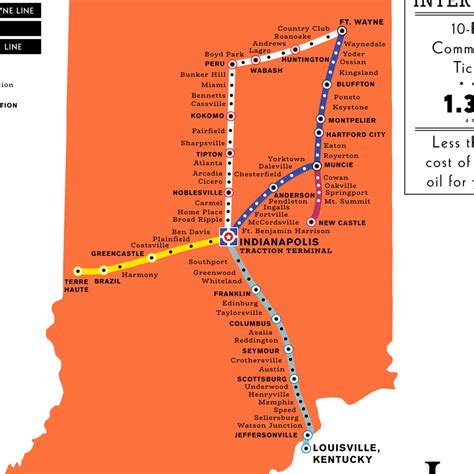 Indianapolis, Indiana light rail system map, 1936 – Fifty-Three Studio