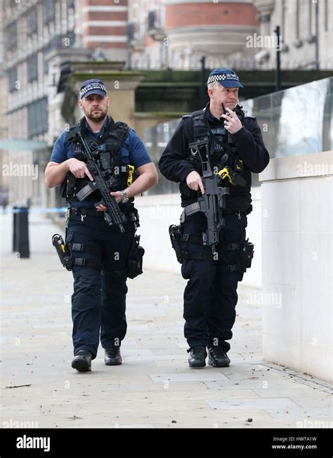 Armed Police Outside New Scotland Yard In London After Seven People