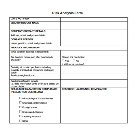 Risk Analysis Templates 15 Free Word Excel And Pdf Formats Samples