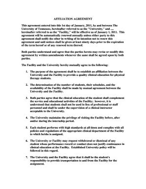 Fillable Online Utc Affiliation Agreement The University Of Tennessee