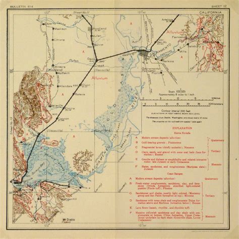 Antique Map Sacramento Valley California 1915