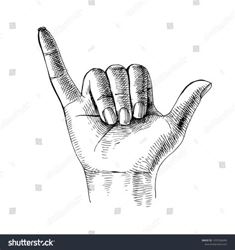 Sketched Shaka Hand Surfing Symbol Vector Stock Vector (Royalty Free) 1297206496 | Shutterstock