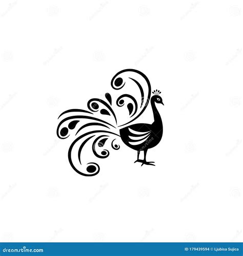 Peacock Icon Silhouette Logo Design Isolated On White Background Stock