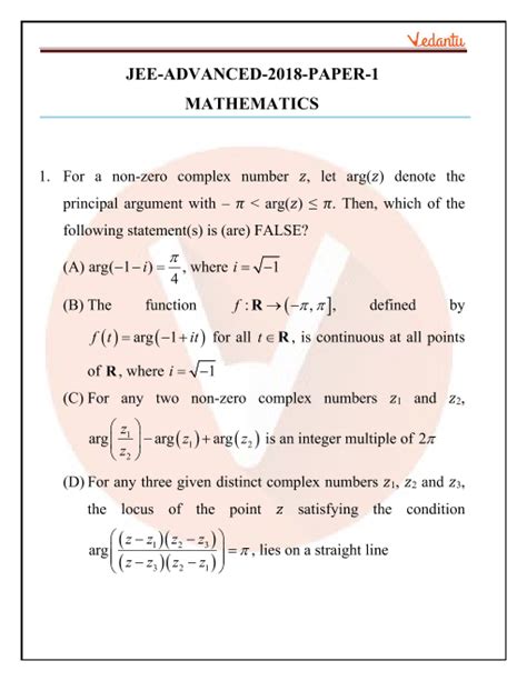 Jee Advanced Maths Question Paper With Answer Keys Free Pdf