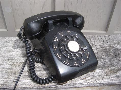 Vintage 1960s 1950s Black Rotary Telephone Desk By Westofchelsea