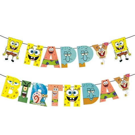 Girlanda Papierowa Happy Birthday Sponge Bob 1 Szt DLA ALLEGROwicza