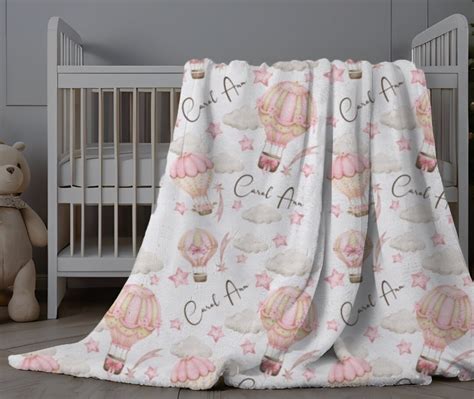 Hot Air Balloon Blanket Personalized Baby Blanket Baby Girl Name