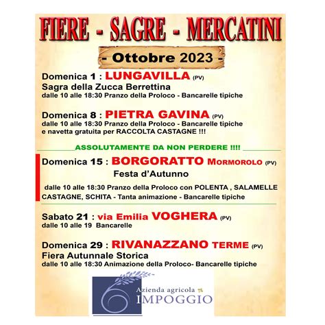 Fiere Sagre Mercatini Ottobre Azienda Agricola Impoggio