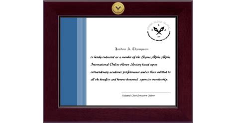 Century Gold Engraved Certificate Frame In Cordova Sigma Alpha Alpha