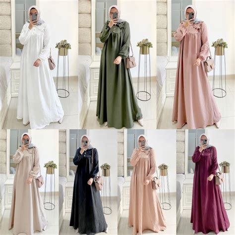 Jual Gamis Viral Atelia Maxi Dress Baju Gamis Wanita Muslim Berukuran