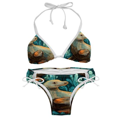 Platypus Detachable Sponge Adjustable Strap Bikini Set Two Pack Swim