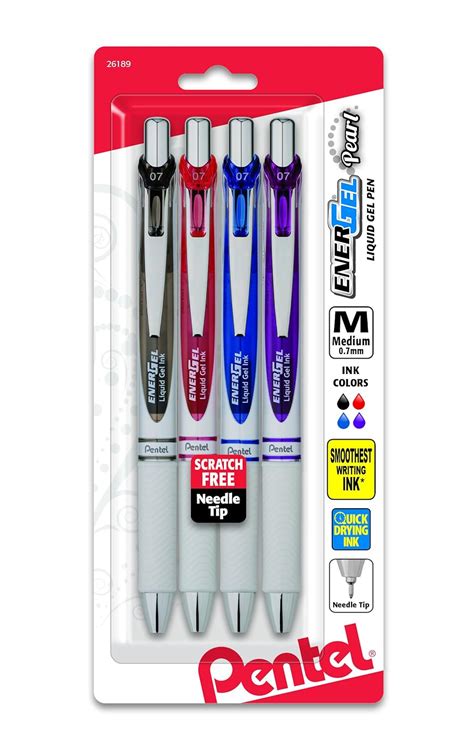 Pentel Energel Pearl Deluxe Rtx Retractable Liquid Gel Pen 07mm 4