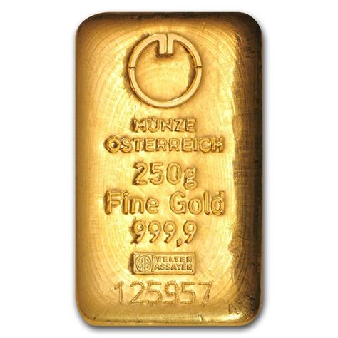 250g 9999 Gold Bar Austrian Mint European Mint