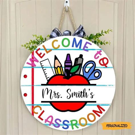 Personalized Name Welcome Teacher Door Sign For Classroom Gifts For