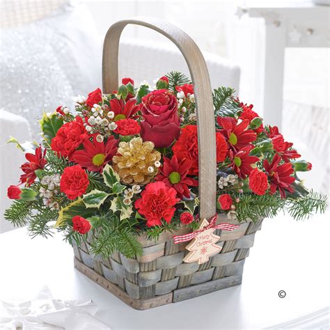 Christmas Festive Basket Cambridge Floral Designs Christmas Flowers