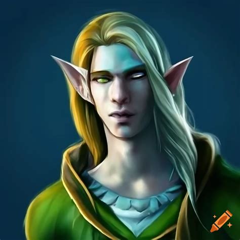 Portrait Of A Handsome Male Elf With Long Blond Hair And Light Green Eyes On Craiyon