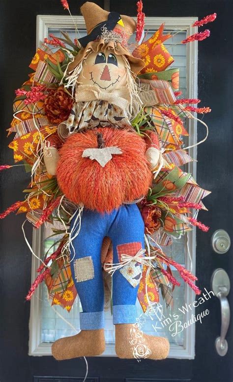 Fall Wreath Fall Swag Scarecrow Wreath Scarecrow Swag Etsy Fall