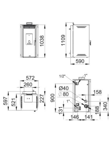 Termoestufa De Pellet Noa Kw Color Moka Bronpi