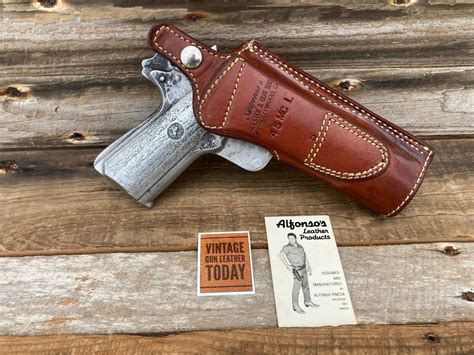 Vintage Alfonsos Brown Leather Suede Lined Holster For 1911 Colt Go