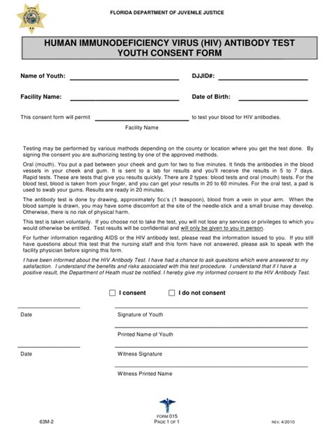 Hiv Consent Form 2023 Printable Forms Free Online