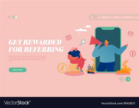 Referral program landing page template characters Vector Image