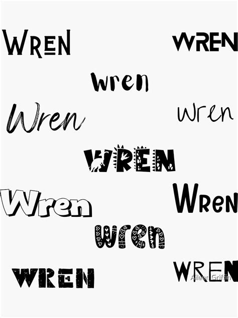 Wren Stickers In Different Fonts Sticker For Sale By Magleen