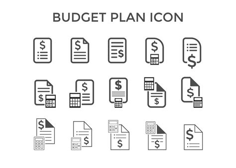 Set Of Budget Plan Icons Vector Illustration Budget Plan Symbol For