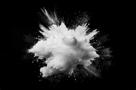 Premium Photo White Powder Explosion On Black Background