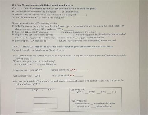 Solved Sex Chromosomes And X Linked Inheritance Chegg