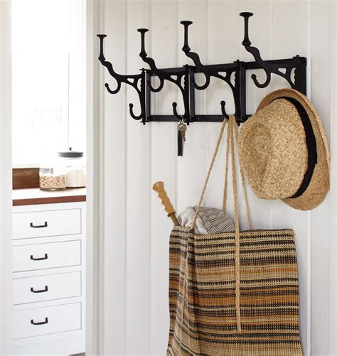 Folding 4 Hook Rack Rejuvenation Wall Mounted Coat Rack