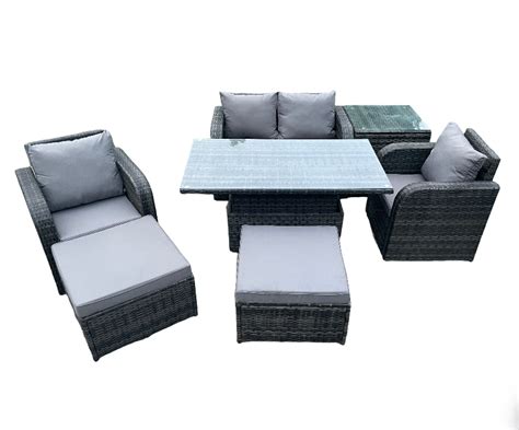 Ensemble de table de salon de jardin Fimous PE Rattan Mélange gris