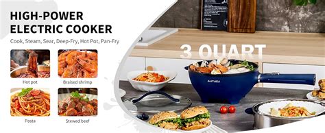 Amazon AUTUCU Non Stick Electric Hot Pot 3 Quart With Steamer